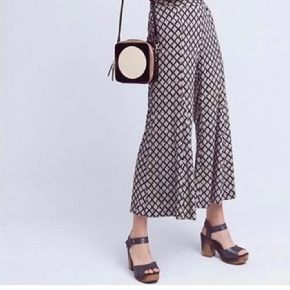 Anthropologie Saturday Sunday Jude Printed Wide Leg Silky Pants Sz L